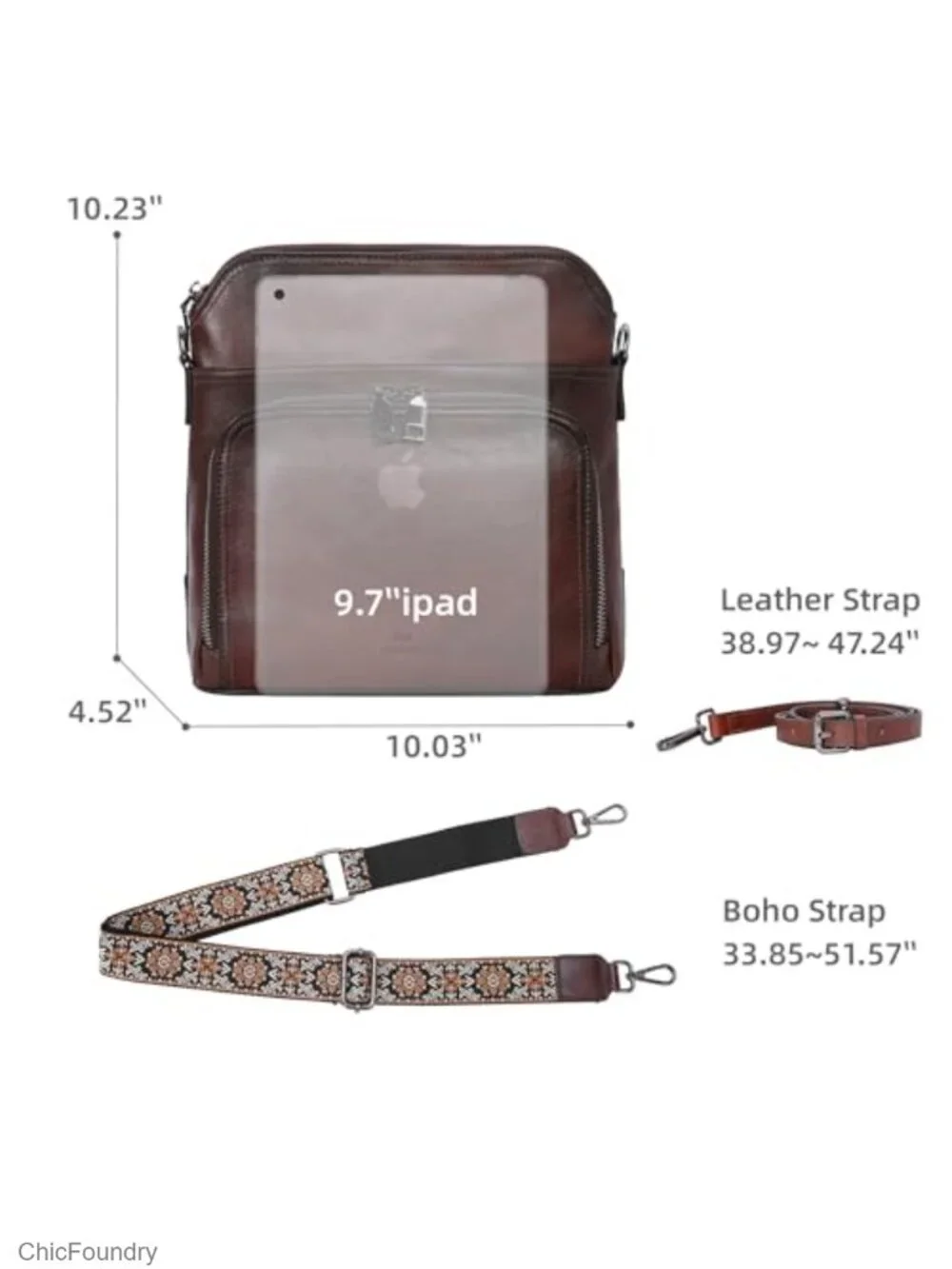 Leather Crossbody Bag with Multi Pockets Medium Shoulder Purse Travel